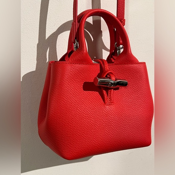 Brand new! $690 Longchamp Le Roseau XS red leather bag - Picture 8 of 12